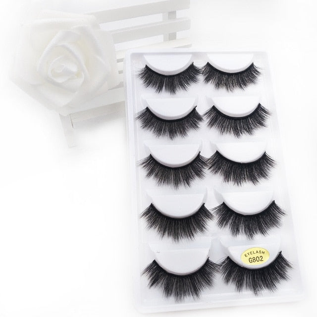 5 Pairs Multipack 3D Mink Lashes False Eyelashes Handmade