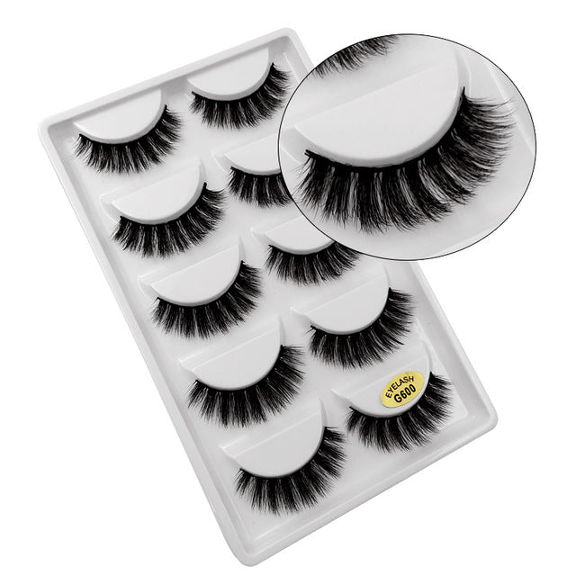 5 Pairs Multipack 3D Mink Lashes False Eyelashes Handmade