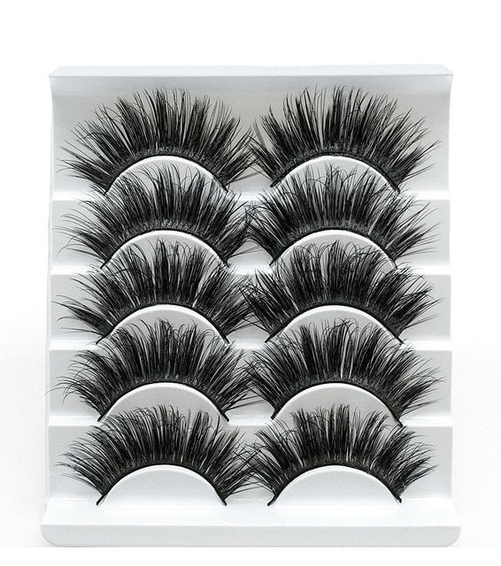 Eyes Dancing 5Pairs 3D Faux Mink Hair Lashes Natural/