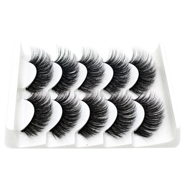 Eyes Dancing 5Pairs 3D Faux Mink Hair Lashes Natural/