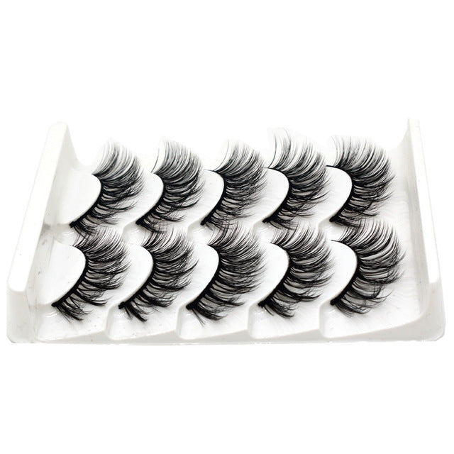 Eyes Dancing 5Pairs 3D Faux Mink Hair Lashes Natural/