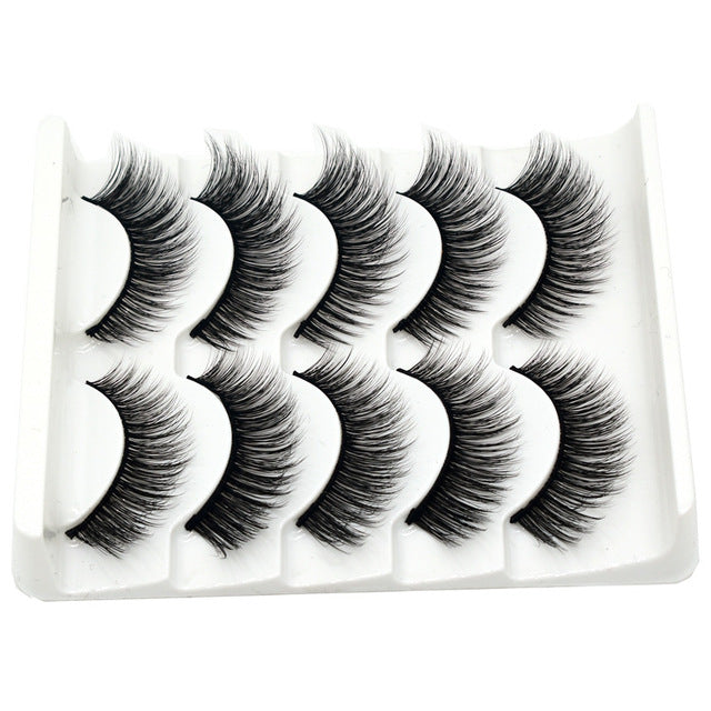 Eyes Dancing 5Pairs 3D Faux Mink Hair Lashes Natural/