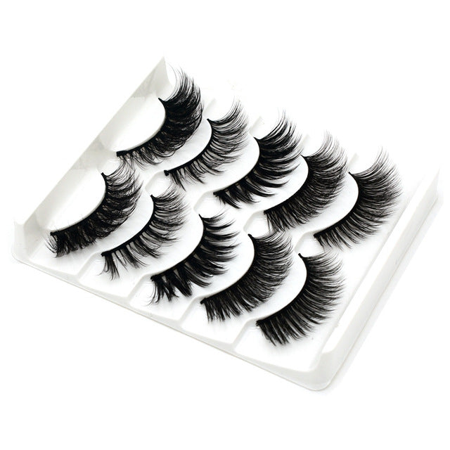Eyes Dancing 5Pairs 3D Faux Mink Hair Lashes Natural/