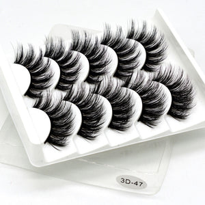 Eyes Dancing 5Pairs 3D Faux Mink Hair Lashes Natural/