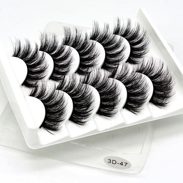 Eyes Dancing 5Pairs 3D Faux Mink Hair Lashes Natural/