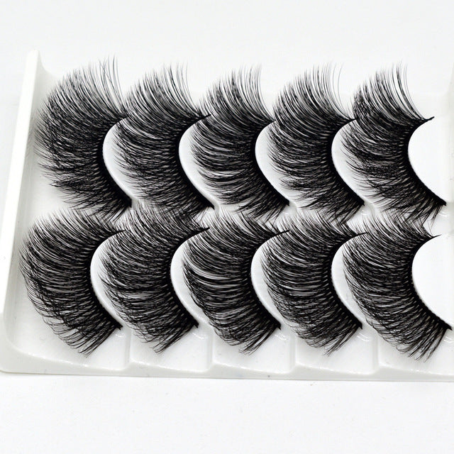 Eyes Dancing 5Pairs 3D Faux Mink Hair Lashes Natural/