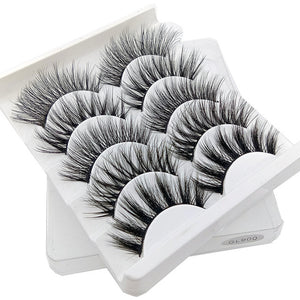 Eyes Dancing 5Pairs 3D Faux Mink Hair Lashes Natural/