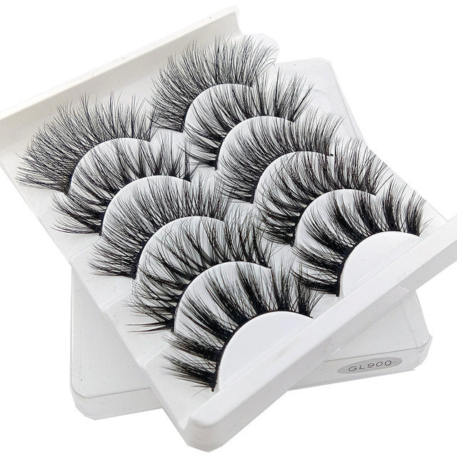 Eyes Dancing 5Pairs 3D Faux Mink Hair Lashes Natural/