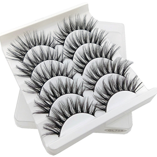 Eyes Dancing 5Pairs 3D Faux Mink Hair Lashes Natural/