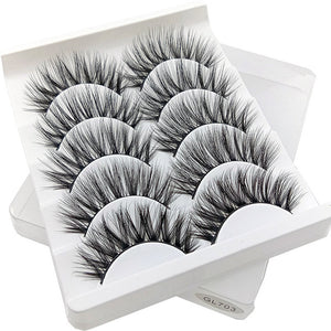 Eyes Dancing 5Pairs 3D Faux Mink Hair Lashes Natural/
