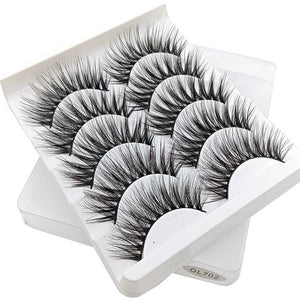 Eyes Dancing 5Pairs 3D Faux Mink Hair Lashes Natural/