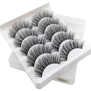Eyes Dancing 5Pairs 3D Faux Mink Hair Lashes Natural/