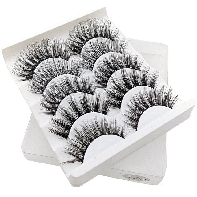 Eyes Dancing 5Pairs 3D Faux Mink Hair Lashes Natural/