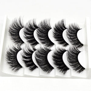 Eyes Dancing 5Pairs 3D Faux Mink Hair Lashes Natural/