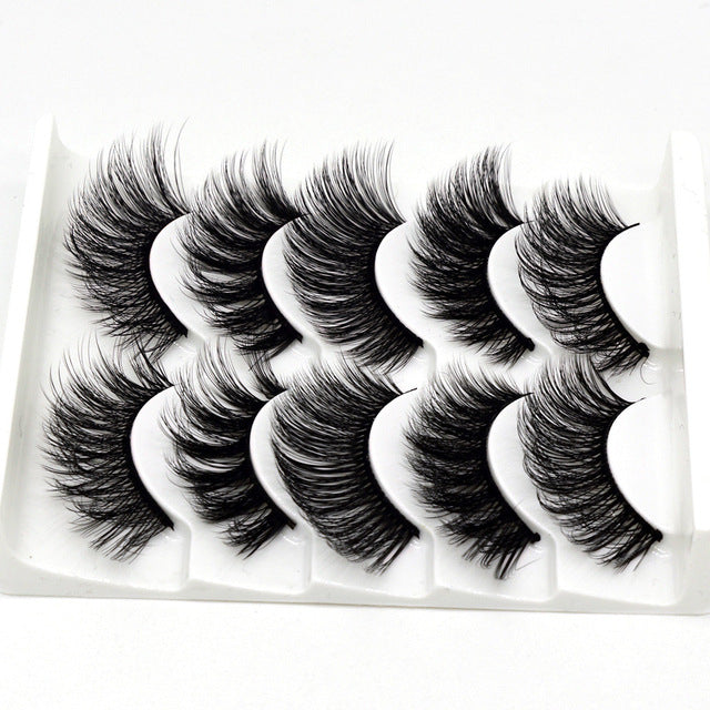 Eyes Dancing 5Pairs 3D Faux Mink Hair Lashes Natural/