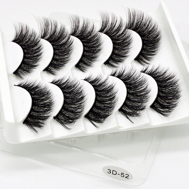 Eyes Dancing 5Pairs 3D Faux Mink Hair Lashes Natural/