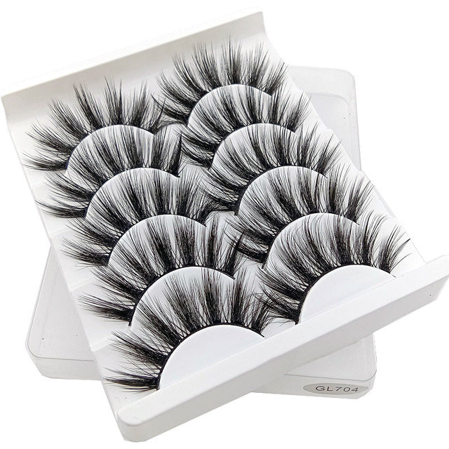 Eyes Dancing 5Pairs 3D Faux Mink Hair Lashes Natural/