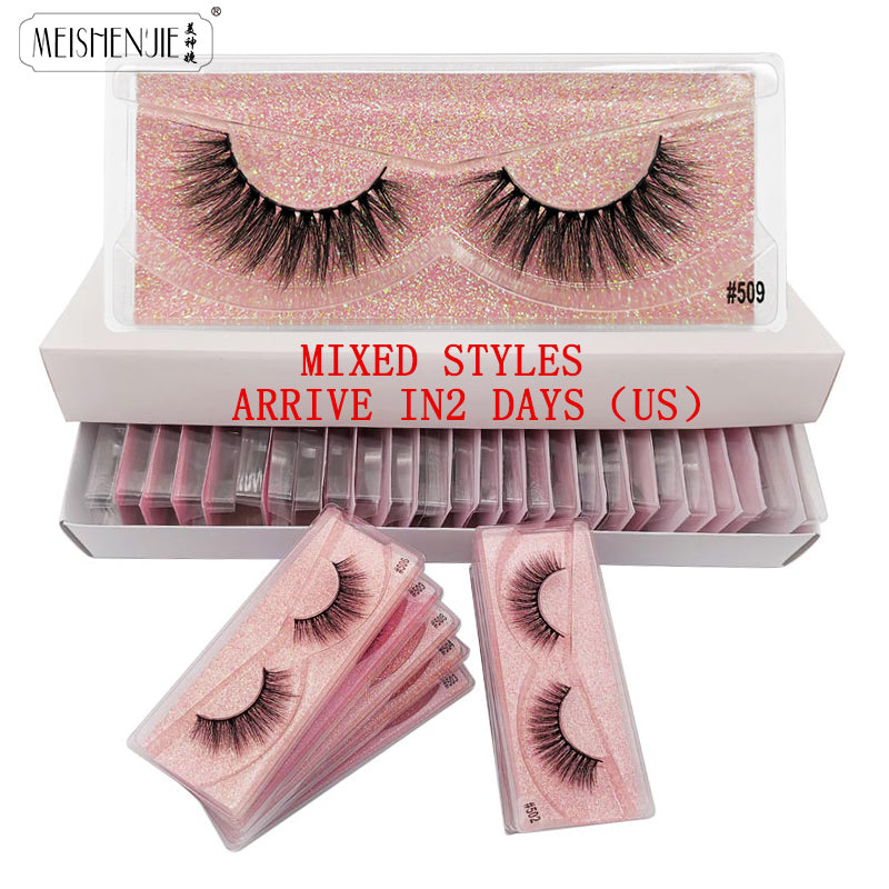 MEISHENJIE Wholesale soft Eyelashes 3d Mink Lashes Natural Mink  In Bulk