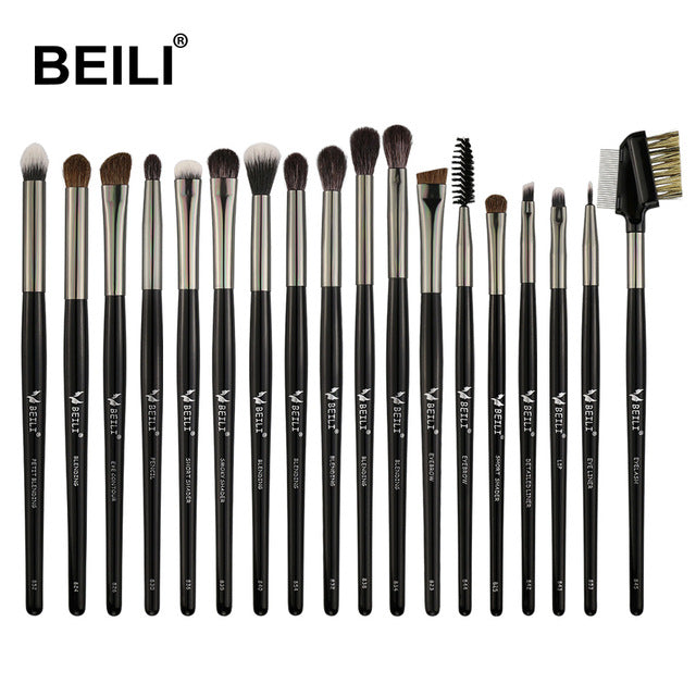 BEILI 40/35/15 pieces Luxury black professional makeup brush set Big brushes Powder foundation blending goat hair makeup brushes