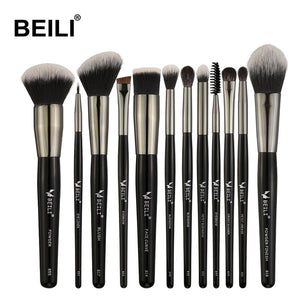 BEILI 40/35/15 pieces Luxury black professional makeup brush set Big brushes Powder foundation blending goat hair makeup brushes