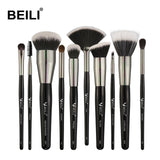 BEILI 40/35/15 pieces Luxury black professional makeup brush set Big brushes Powder foundation blending goat hair makeup brushes