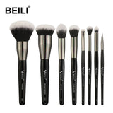 BEILI 40/35/15 pieces Luxury black professional makeup brush set Big brushes Powder foundation blending goat hair makeup brushes