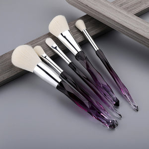 FLD 10Pcs Crystal Makeup Brushes Set Powder Foundation Fan Brush